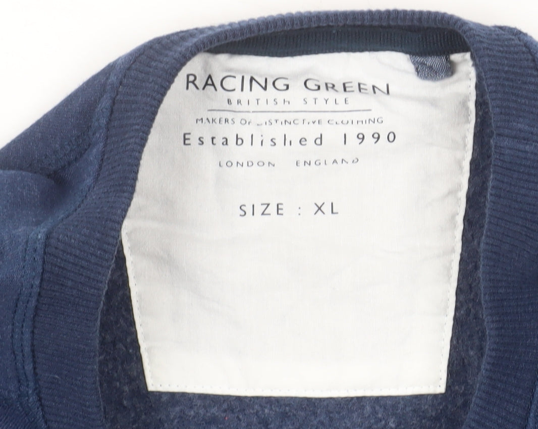 Racing Green Men's Blue XL Pullover Sweatshirt Cotton Blend