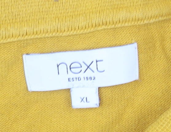 Next Men's Yellow XL Collared Half Zip Cotton Jumper