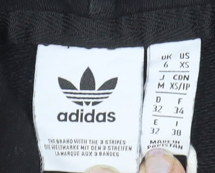 Adidas Womens Black XS Pullover Hoodie 100% Cotton Hooded Sweatshirt