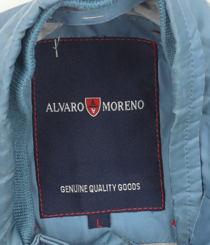 Alvaro Moreno Men's Blue Military Style Jacket Size L Polyester
