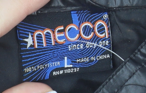 Mecca Men's Black Bomber Jacket L Stand-Up Collar Full Zip