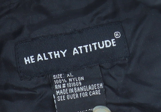 Healthy Attitude Men's Black XL Windbreaker Nylon Jacket