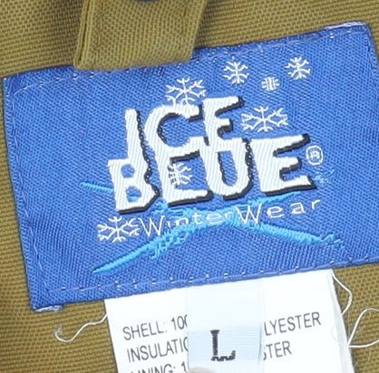Ice Blue Men’s Brown L Water-Resistant Hooded Winter Parka Jacket