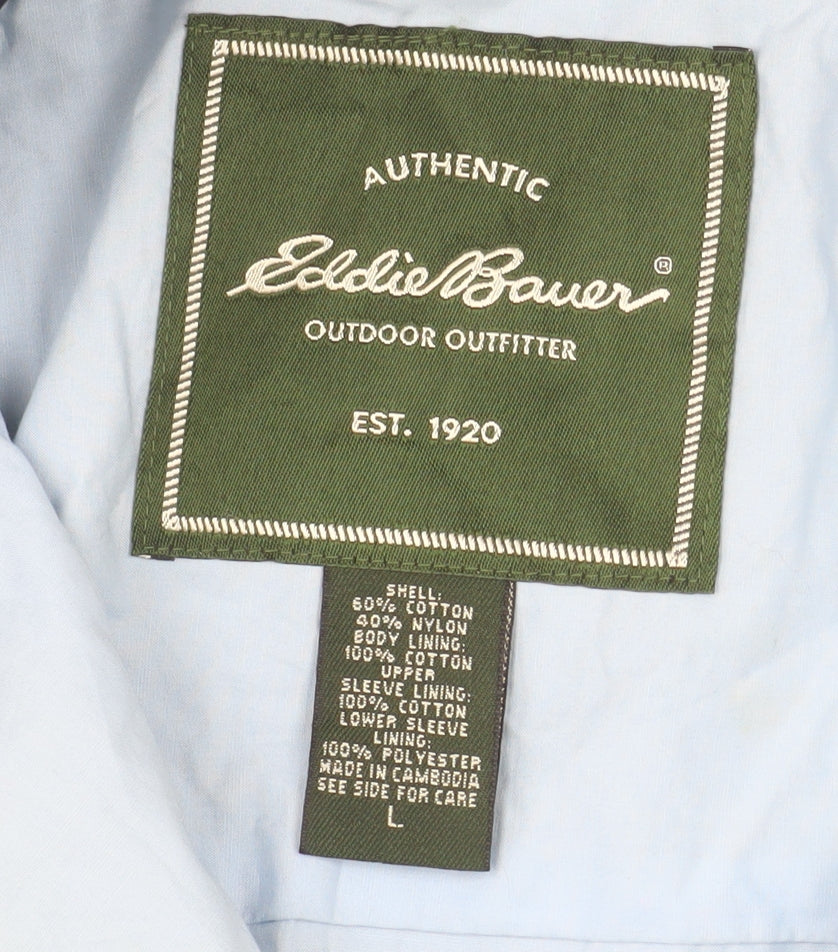 Eddie Bauer Men's Blue L Lightweight Cotton Nylon Zip Jacket