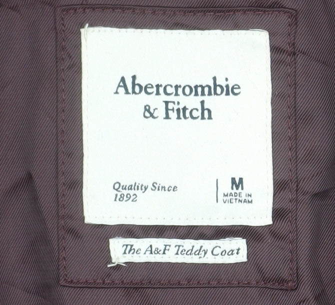 Abercrombie & Fitch Women Brown M Teddy Coat Fleece Mid-Length