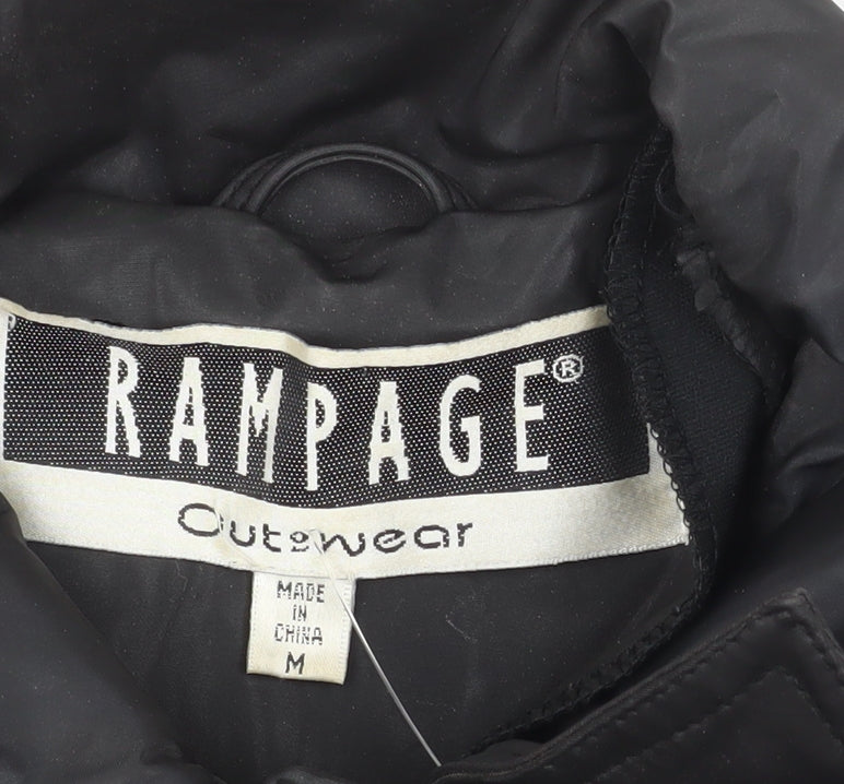 Rampage Womens Black Long Rain Coat Medium Water Resistant