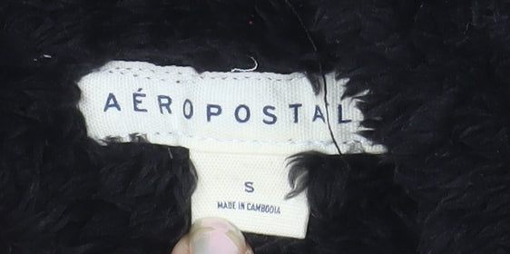Aeropostale Womens Black Fleece Hoodie Size S Pullover Hooded Sweatshirt