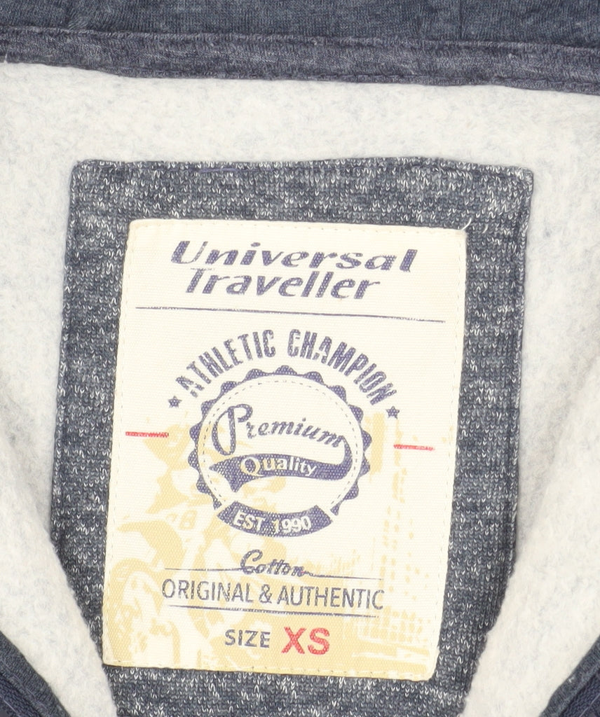 Universal Traveller Men's Blue Full Zip Hoodie XS Fleece Cotton Blend