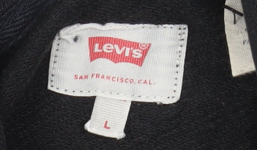Levi's Men's Black Pullover Hoodie L Logo Fleece Sweatshirt