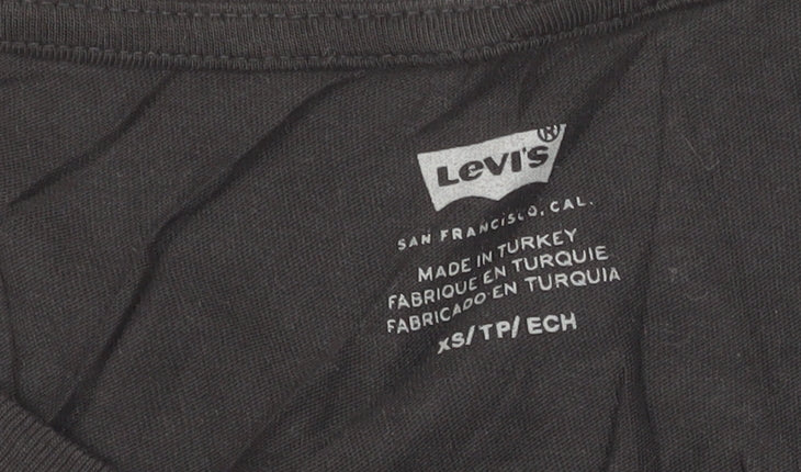Levi's Womens Black Cropped Tank Top XS Crew Neck 100% Cotton