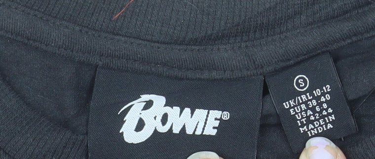 Bowie Women's Black Cropped Graphic T-Shirt Size S 10-12