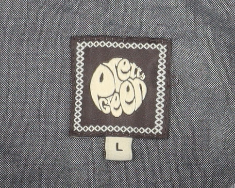 Pretty Green Men's Grey Long Sleeve Button-Down Cotton Shirt L