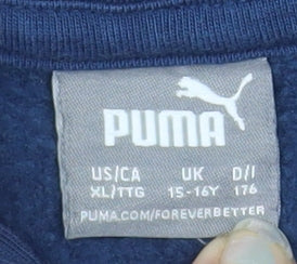 Puma Boys Blue 15-16 Years Pullover Hoodie with Graphic Print