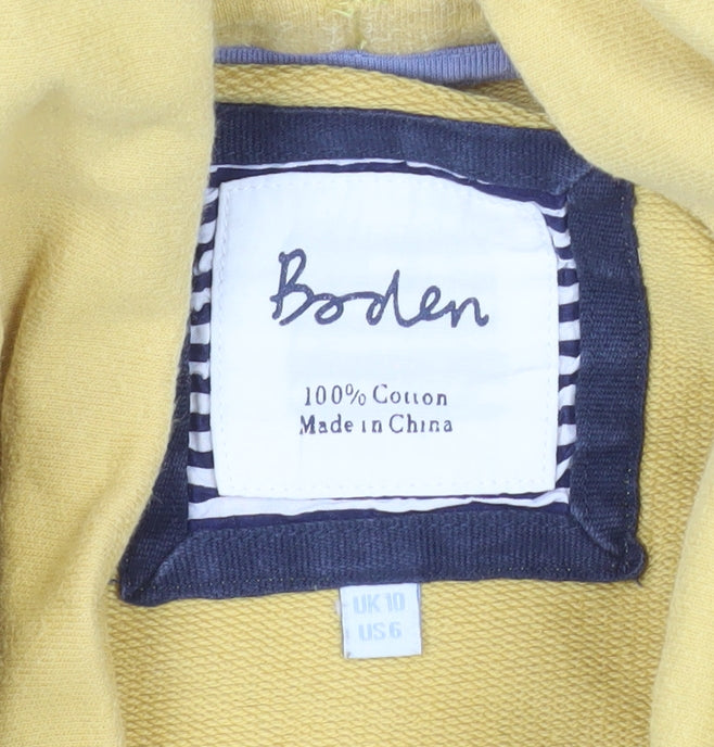 Boden Women's Yellow Cotton Pullover Hoodie UK 10 Long Sleeve
