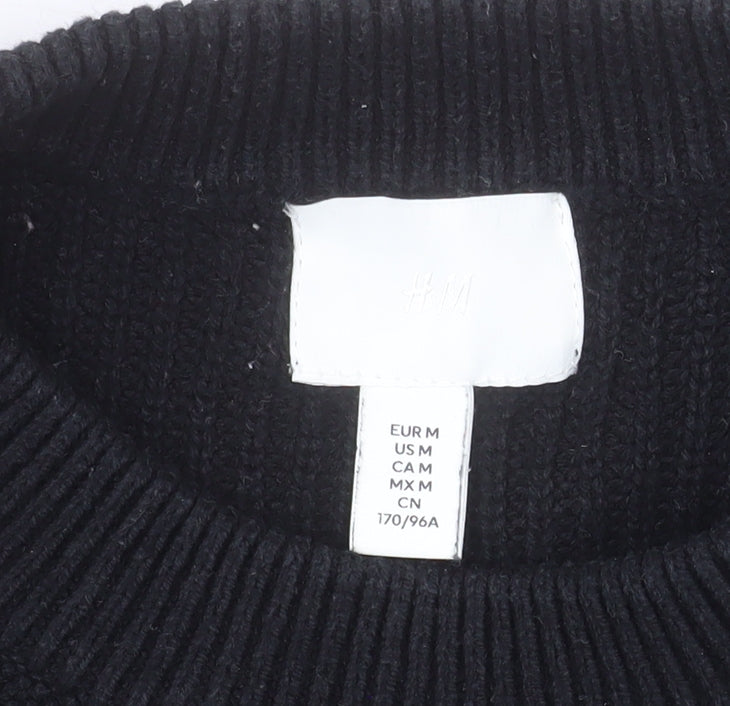 H&M Women’s Black White Striped Chunky Knit Jumper Size 12
