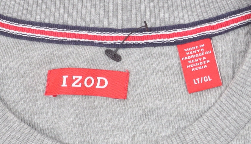 IZOD Mens Grey Crew Neck Pullover Sweatshirt Size L Regular Fit