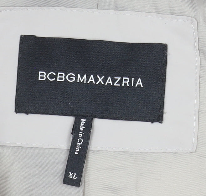 BCBGMAXAZRIA Women Beige XL Hooded Puffer Jacket Polyester Winter Coat