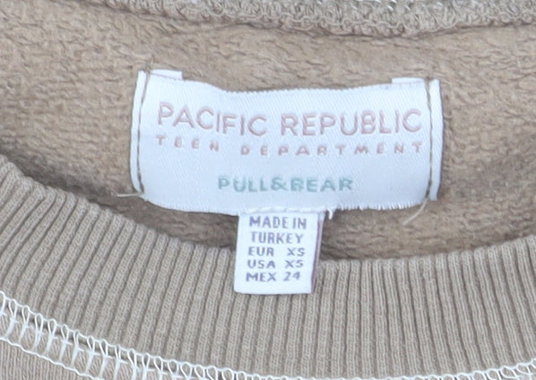 Pull&Bear Teen Beige New York 1991 Crew Neck Sweatshirt XS