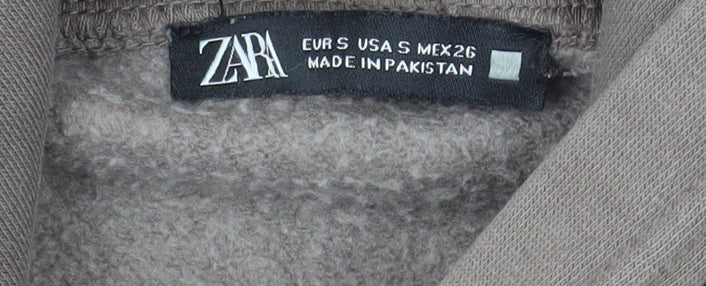 Zara Womens Brown Small Pullover Hoodie Cotton Blend Casual