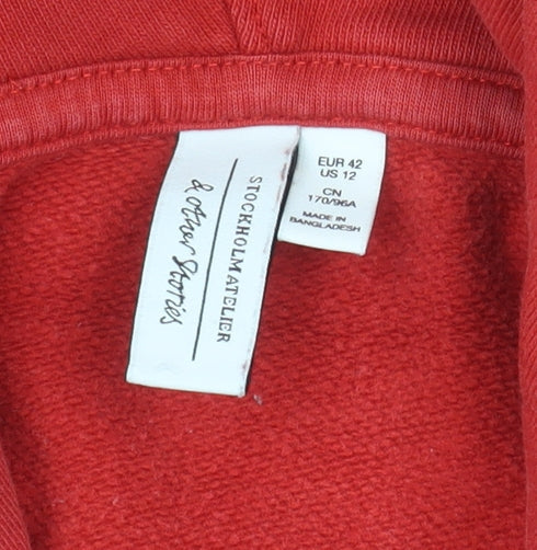 & Other Stories Women's Red Pullover Hoodie Size 14 Cotton Casual