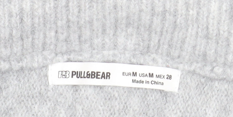 Pull&Bear Women Grey Roll Neck Wool Blend Relaxed Fit Jumper Size 12