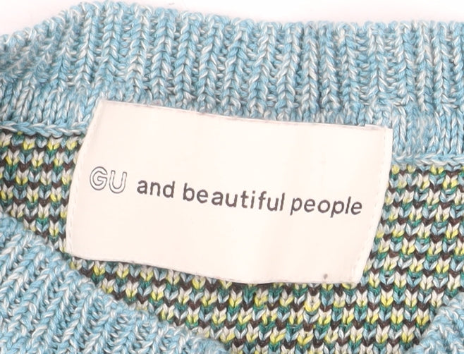 GU and Beautiful People Blue Art Knit Women's XS Pullover Jumper