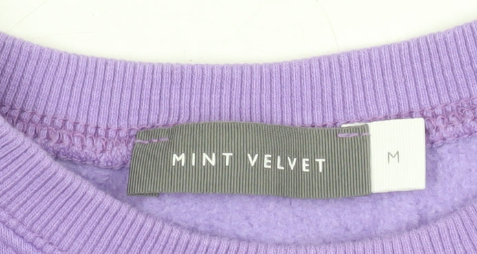 Mint Velvet Women Purple Cotton Blend Zip Detail Sweatshirt Size M