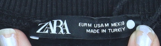 Zara Womens Black Studded Pullover Sweatshirt Size M Cotton Blend