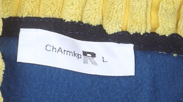 ChArmkpR Men's Blue & Yellow Pullover Hoodie Size L Fleece