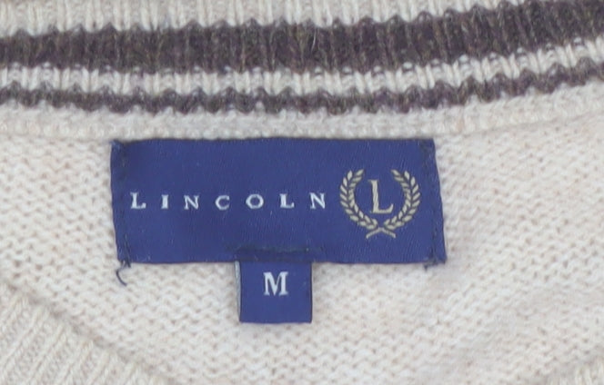 Lincoln Men's Beige Wool Blend Pullover Jumper M