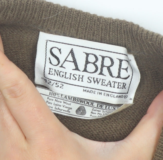 Sabre Men's Brown Lambswool Sleeveless V-Neck Vest Jumper XL