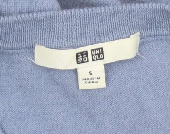 Uniqlo Women Blue Wool Crew Neck Pullover Jumper Size S