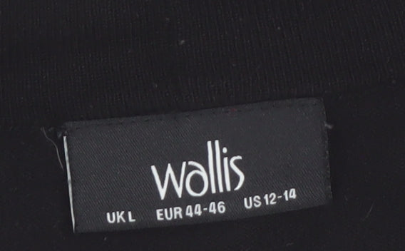 Wallis Women’s Black Knit Open Cardigan L 3/4 Sleeve Lightweight