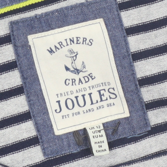 Joules Women Blue Striped Cotton Shift Dress UK 12 3/4 Sleeve Nautical