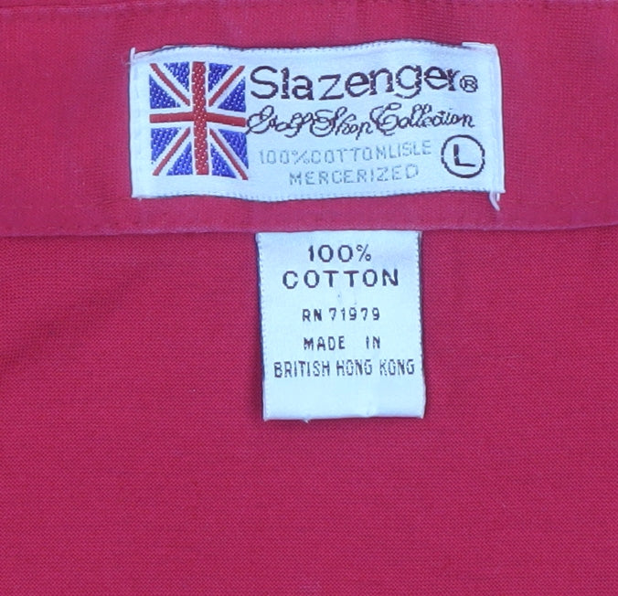 Slazenger Men’s Red Cotton Polo Shirt Size L Golf Sportswear
