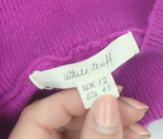 White Stuff Women's Purple Mock Neck Merino Wool Blend Jumper Size 12