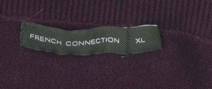 French Connection Women's Purple XL Crew Neck Button Cardigan