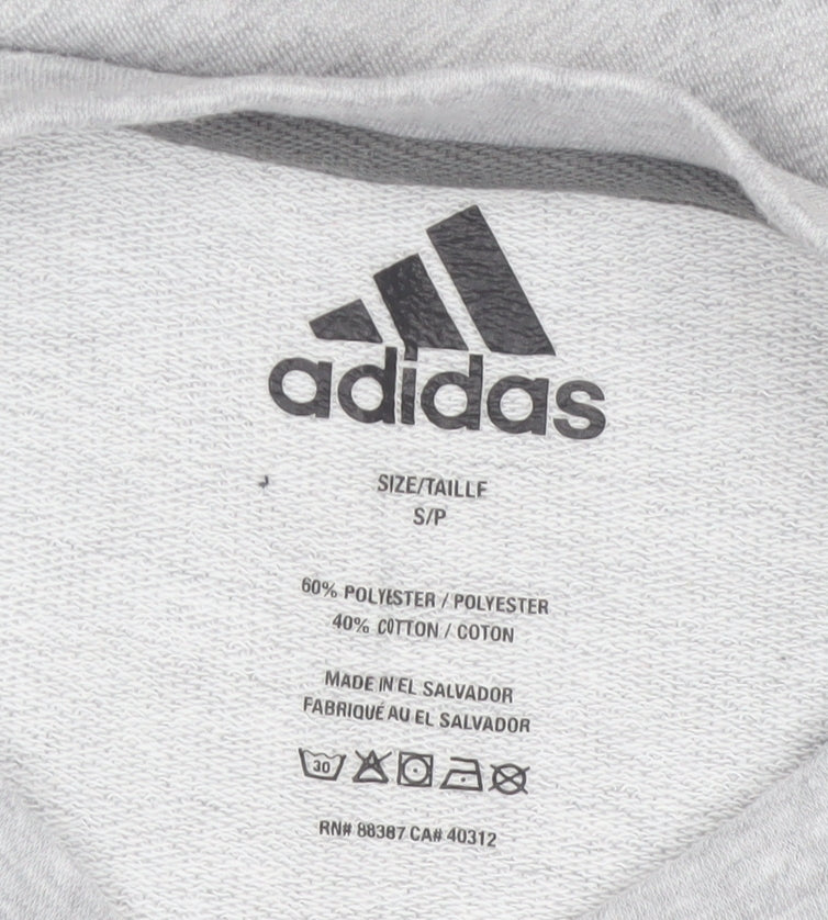 adidas Men’s Grey Graphic Crew Neck Pullover Sweatshirt Size S