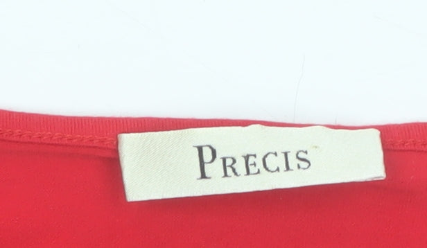 Precis Women Red Wrap V-Neck 3/4 Sleeve Jersey Blouse M