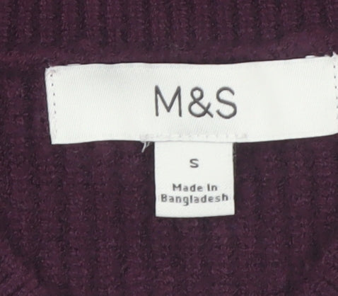 Marks & Spencer Women Purple V-Neck Knit Jumper Size S