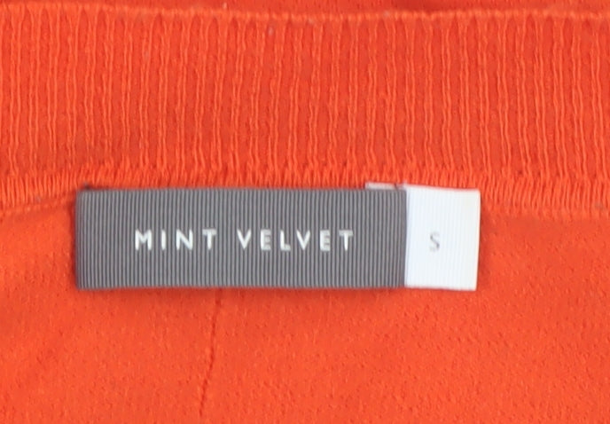 Mint Velvet Women's Orange V-Neck Pullover Jumper Size S