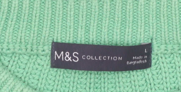 Marks & Spencer Women's Green Cotton Crew Neck Jumper L