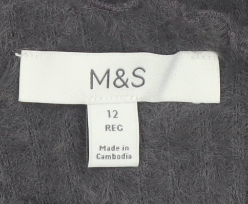 Marks & Spencer Women Grey Size 12 Mock Neck Long Sleeve Jumper