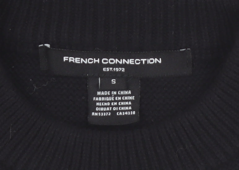 French Connection Women's Black Cotton Crew Neck Jumper Size S