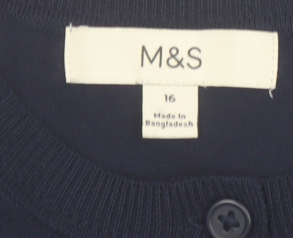 Marks and Spencer Women's Navy Blue Size 16 Cardigan Jumper