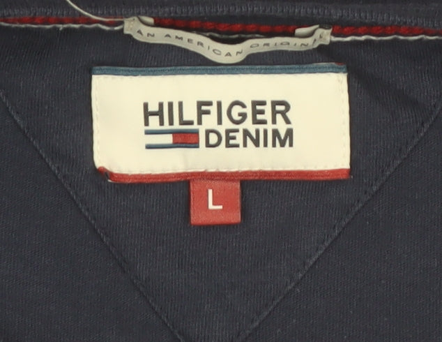Hilfiger Denim Men's Navy Blue Crew Neck Cotton T-Shirt Size L