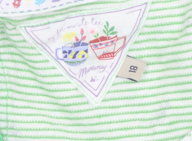 Mantaray Womens Green Striped Cotton Long Sleeve T-Shirt Size 18