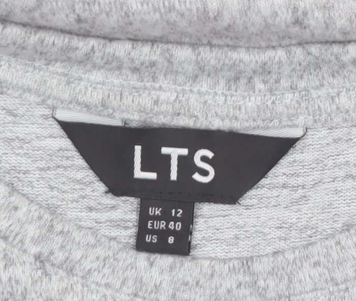 LTS Women's Grey Sequin Star Long Sleeve Tall Jersey Top UK 12