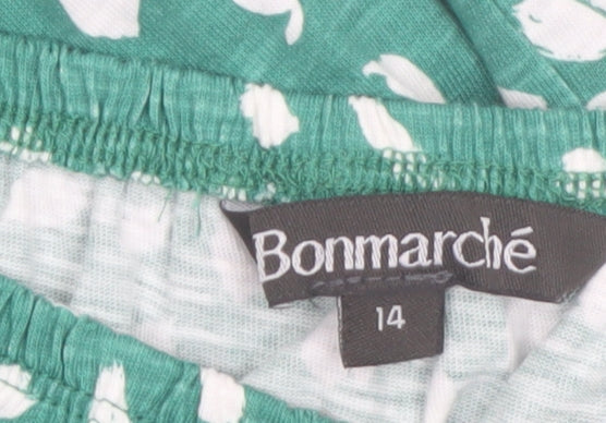 Bonmarché Women’s Green Floral Cotton 3/4 Sleeve Tunic Blouse Size 14