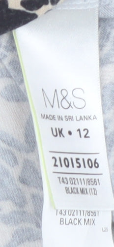 Marks & Spencer Women’s Black Animal Print Jersey Blouse UK 12